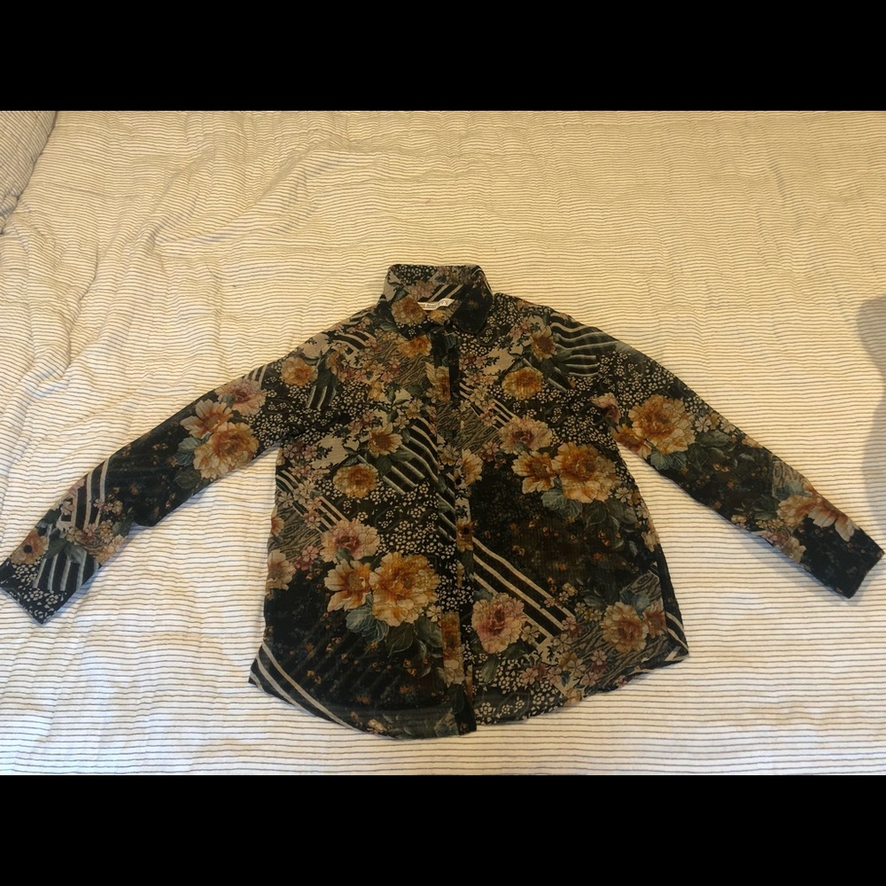 ZARA floral sheer blouse size medium